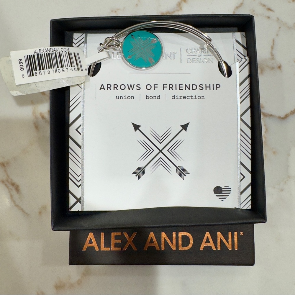 Alex and Ani Silver Bracelet with Teal Charm